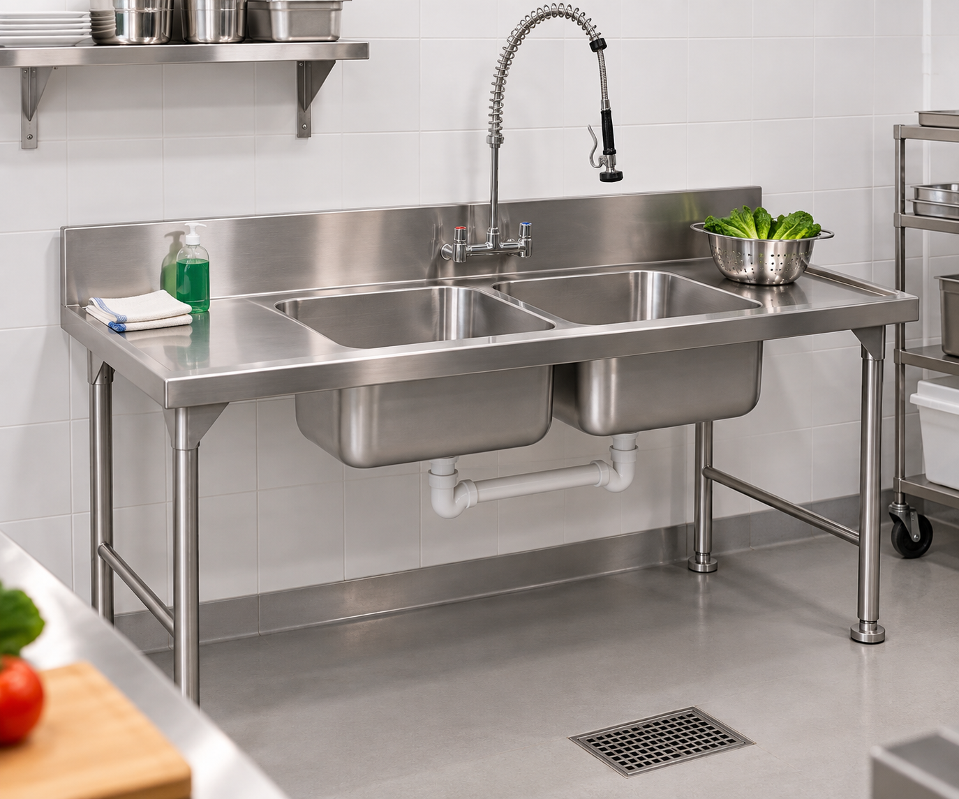Stainless Steel Double Bowl Prep Sink